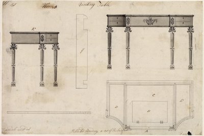 Entwurf für einen Schreibtisch von Thomas Chippendale